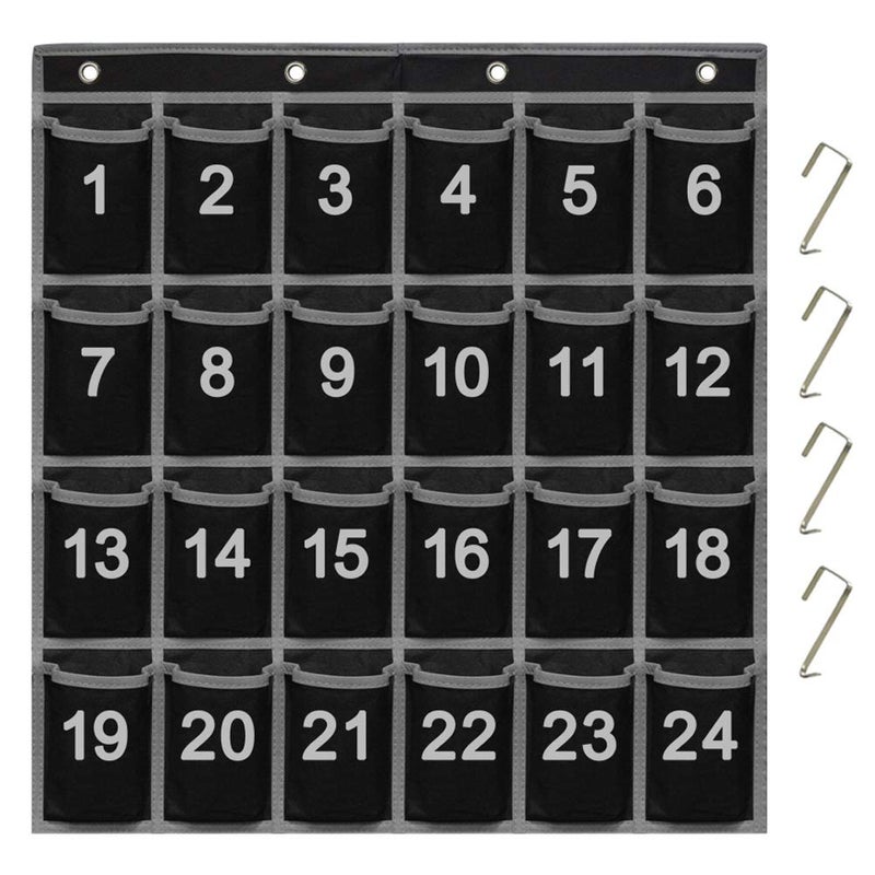Eamay 24 Numbered Classroom Pocket Charts for Cell Phones and Calculators Holder Wall Door Mount Hanging Organizer - Image 1